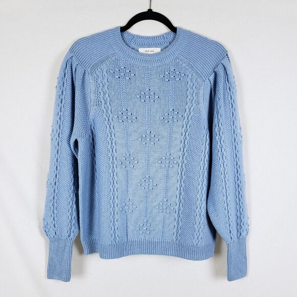 Per Una Cable Knit Sweater Womens 14 Wool Powder Blue Soft Girl Academia Twee - Picture 1 of 8